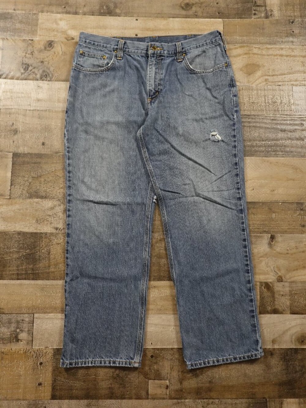 Carhartt Relaxed Fit Jeans Men’s 36x30 Light Wash Distressed Workwear